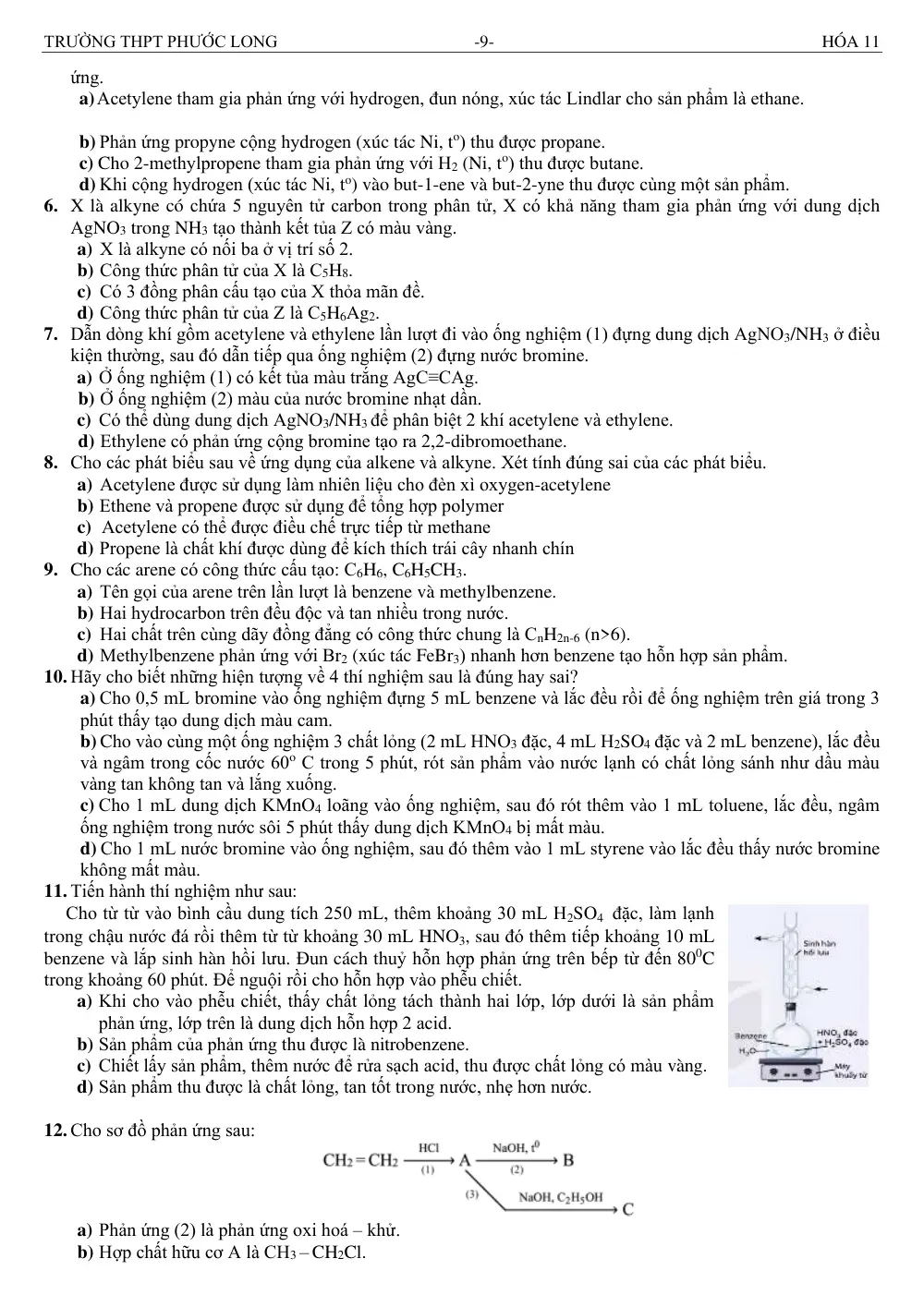 Đề cương ôn tập Học kì 2 Hóa học 11 năm 2024-2025 trường THPT Phước Long (TP Hồ Chí Minh) - trang 9