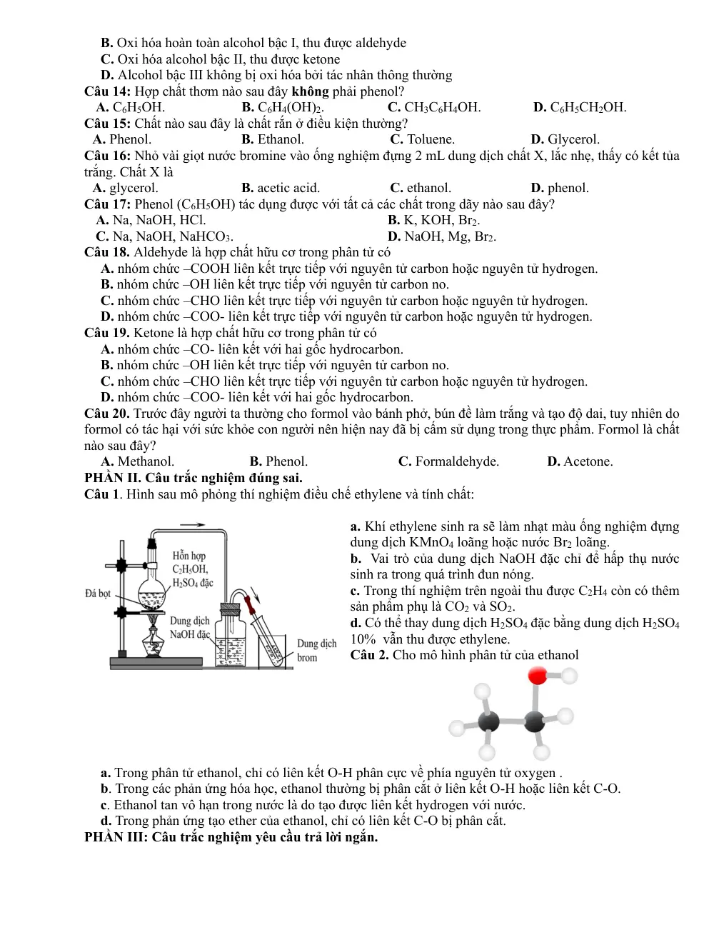 Đề cương ôn tập Học kì 2 Hóa học 11 năm 2024-2025 trường THPT Phạm Phú Thứ (Đà Nẵng) - trang 8