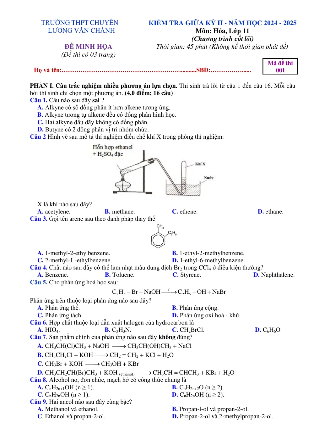Đề cương ôn tập Học kì 2 Hóa học 11 năm 2024-2025 trường THPT chuyên Lương Văn Chánh (Đắk Lắk) - trang 15