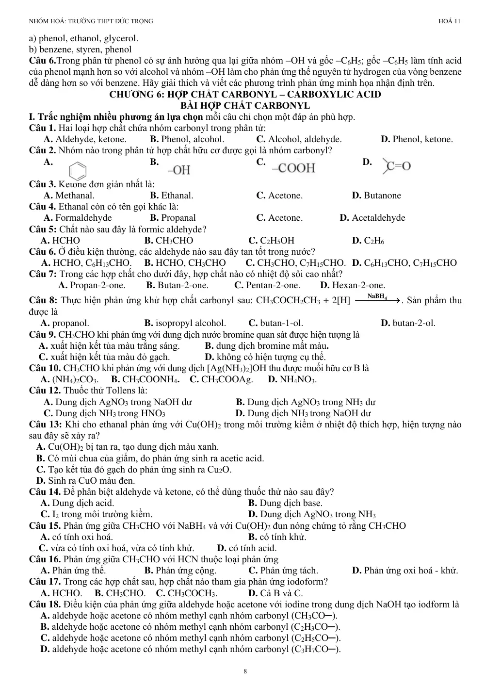 Đề cương ôn tập Học kì 2 Hóa học 11 năm 2025-2026 trường THPT Đức Trọng (Lâm Đồng) - trang 8