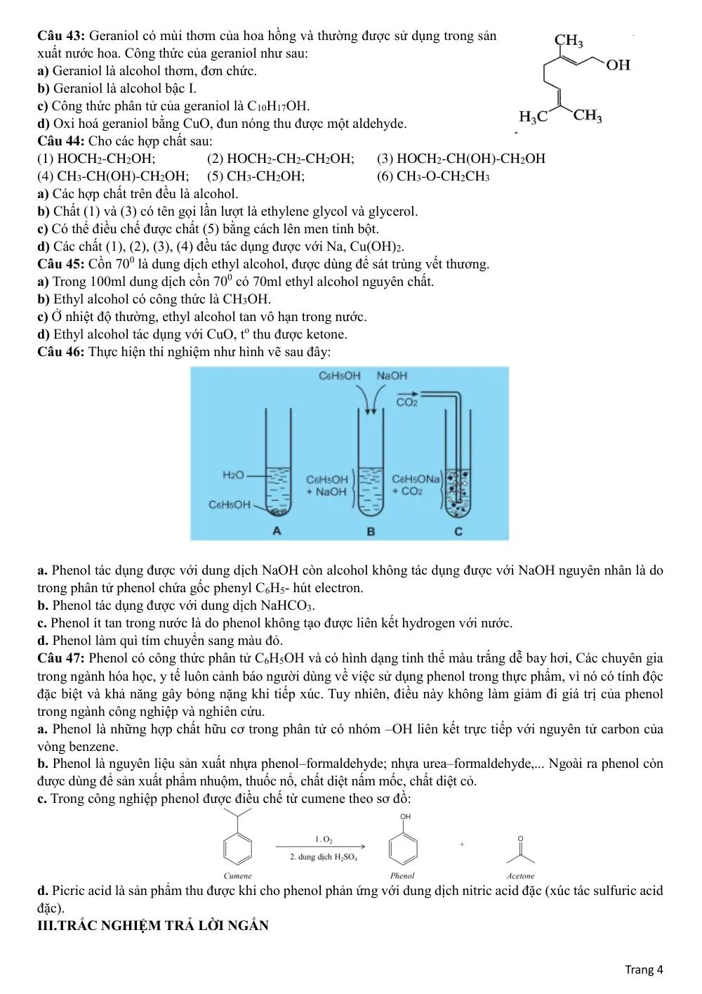 Đề cương ôn tập Học kì 2 Hóa học 11 năm 2025-2026 trường THPT Việt Đức (Hà Nội) - trang 4
