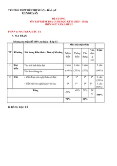 Trang đầu Đề cương ôn tập Học kì 2 Ngữ văn 12 năm 2025-2026 trường THPT Bùi Thị Xuân (Lâm Đồng)
