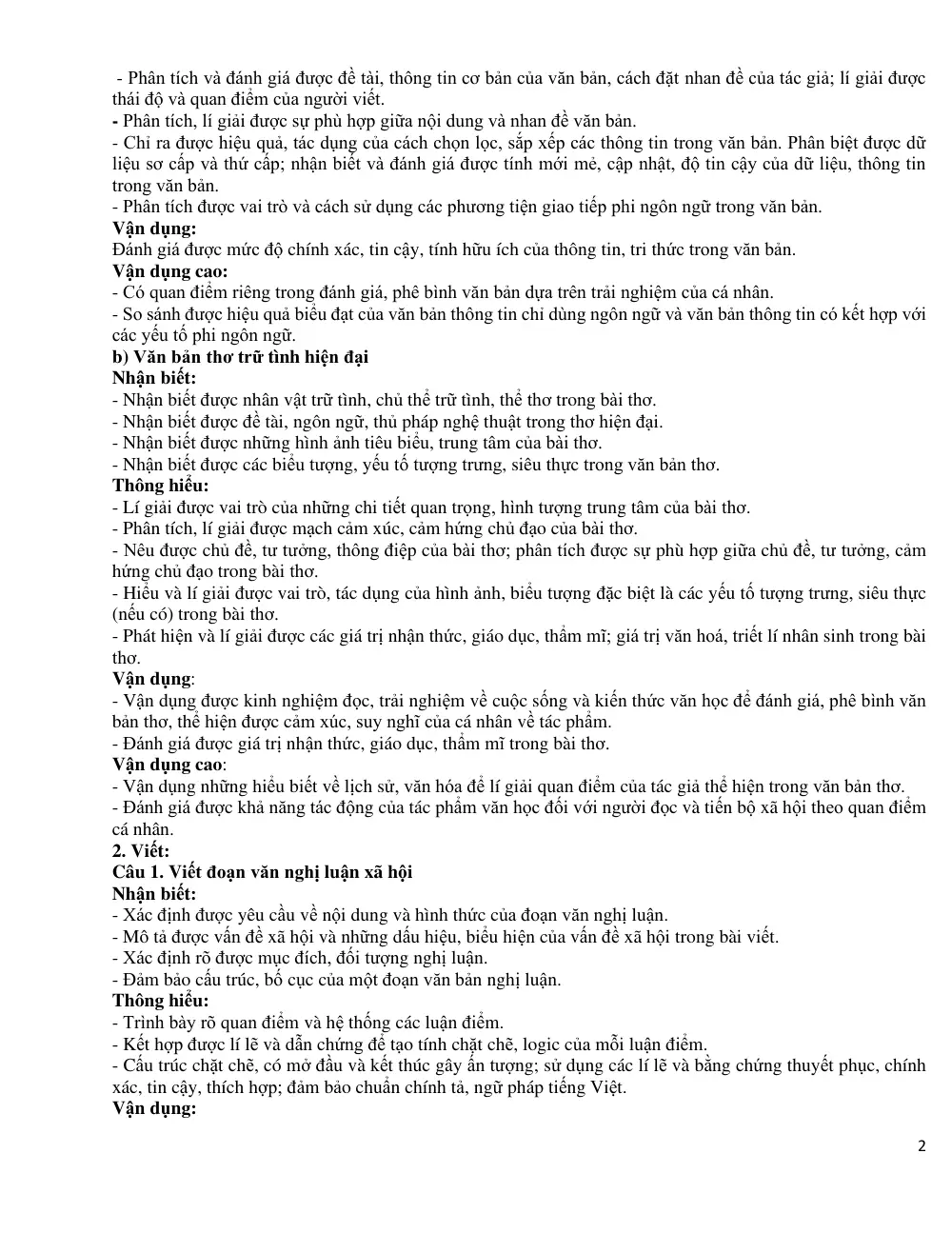 Đề cương ôn tập Học kì 2 Ngữ văn 12 năm 2024-2025 trường THPT Cát Tiên (Lâm Đồng) - trang 2