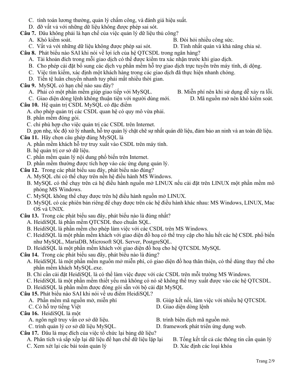 Đề cương ôn tập Giữa kì 2 Tin học 11 năm 2025-2026 trường THCS&THPT Xuân Trường (Lâm Đồng) - trang 2