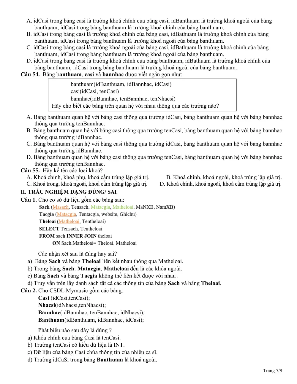 Đề cương ôn tập Giữa kì 2 Tin học 11 năm 2025-2026 trường THCS&THPT Xuân Trường (Lâm Đồng) - trang 7