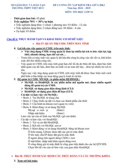 Trang đầu Đề cương ôn tập Giữa kì 2 Tin học 11 năm 2024-2025 trường THPT Việt Đức (Hà Nội)