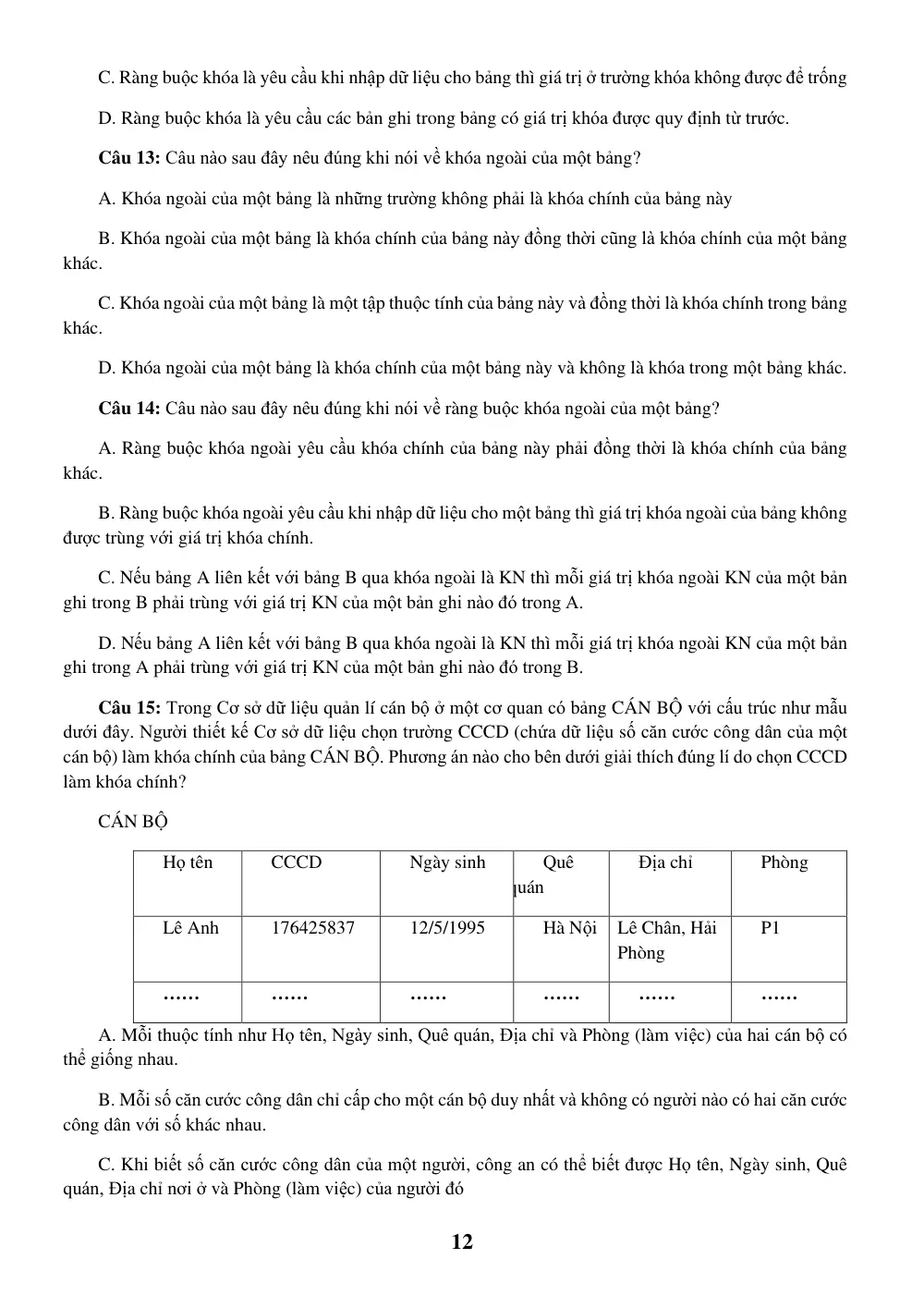 Đề cương ôn tập Học kì 1 Tin học 11 năm 2025-2026 trường THPT Gia Bình số 1 (Bắc Ninh) - trang 12