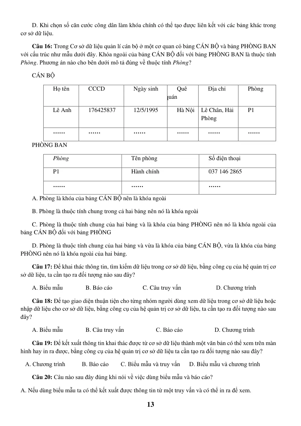 Đề cương ôn tập Học kì 1 Tin học 11 năm 2025-2026 trường THPT Gia Bình số 1 (Bắc Ninh) - trang 13