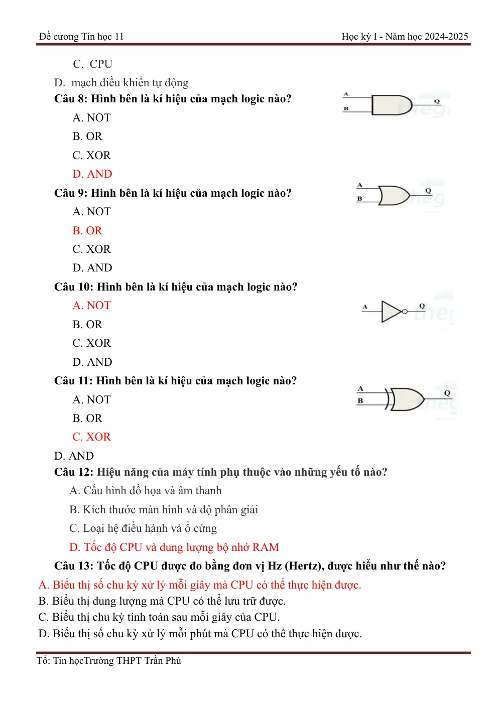 Đề cương ôn tập Học kì 1 Tin học 11 năm 2024-2025 trường THPT Trần Phú (Đà Nẵng) - trang 16