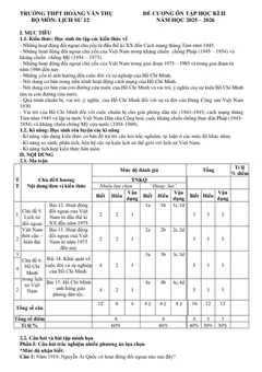 Trang đầu Đề cương ôn tập Học kì 2 Lịch sử 12 năm 2025-2026 trường THPT Hoàng Văn Thụ (Hà Nội)