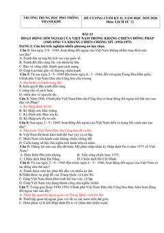 Trang đầu Đề cương ôn tập Học kì 2 Lịch sử 12 năm 2025-2026 trường THPT Thanh Khê (Đà Nẵng)