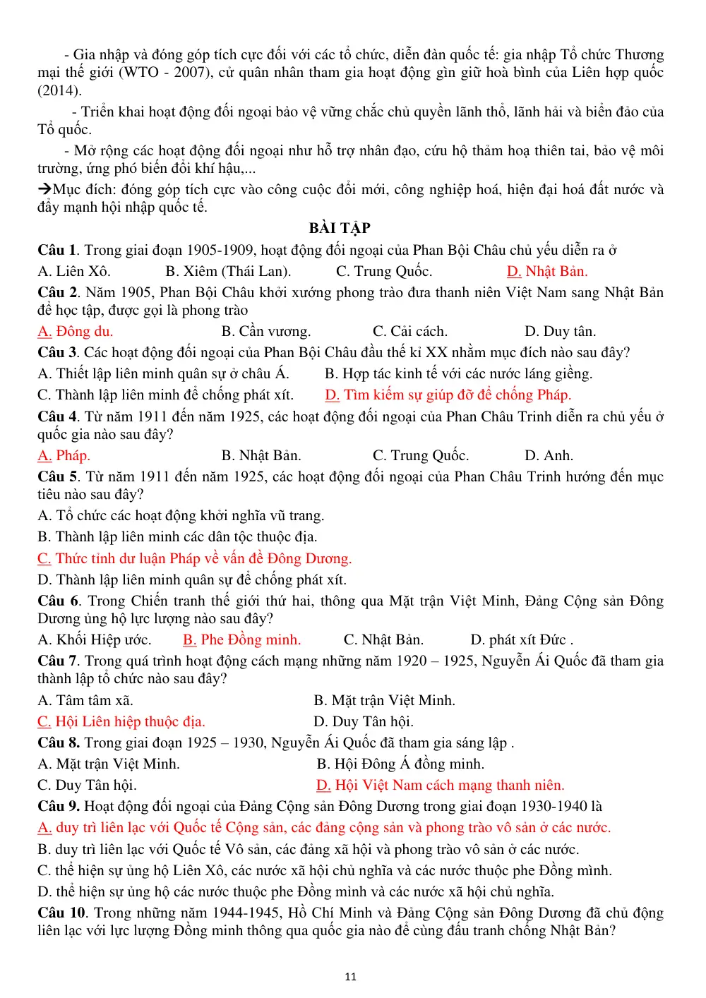 Đề cương ôn tập Học kì 2 Lịch sử 12 năm 2024-2025 trường THPT An Khánh (Cần Thơ) - trang 11