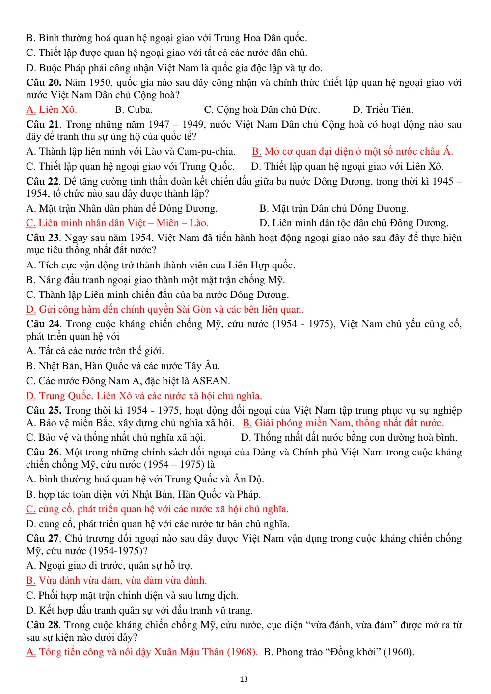 Đề cương ôn tập Học kì 2 Lịch sử 12 năm 2024-2025 trường THPT An Khánh (Cần Thơ) - trang 13