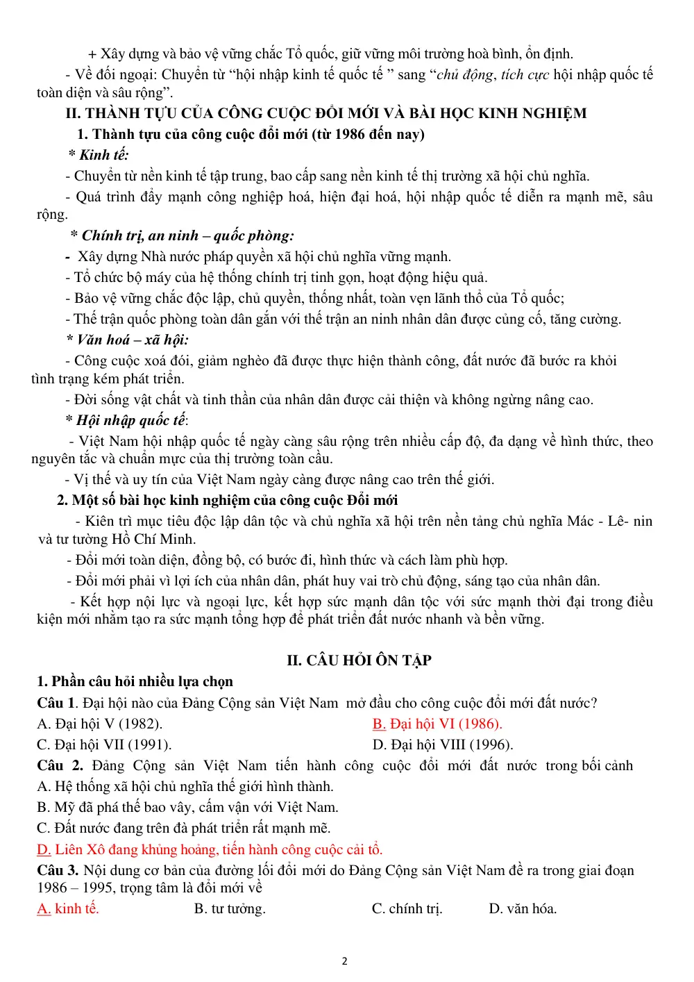 Đề cương ôn tập Học kì 2 Lịch sử 12 năm 2024-2025 trường THPT An Khánh (Cần Thơ) - trang 2