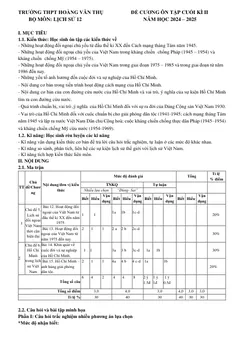 Trang đầu Đề cương ôn tập Học kì 2 Lịch sử 12 năm 2024-2025 trường THPT Hoàng Văn Thụ (Hà Nội)