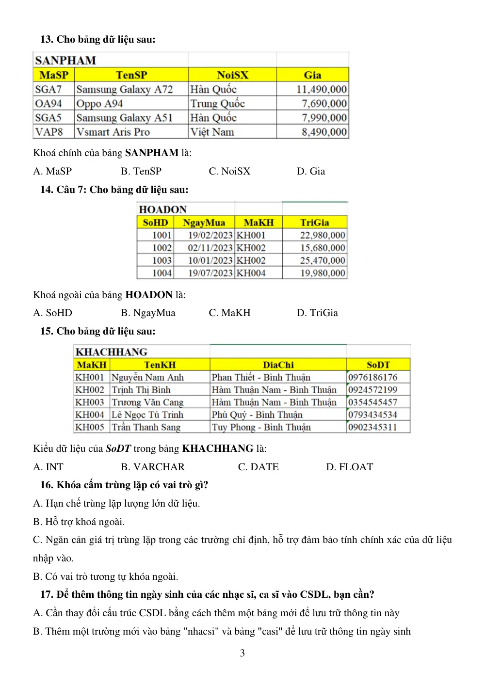 Đề cương ôn tập Học kì 2 Tin học 11 năm 2024-2025 trường THPT Đào Sơn Tây (TP Hồ Chí Minh) - trang 3