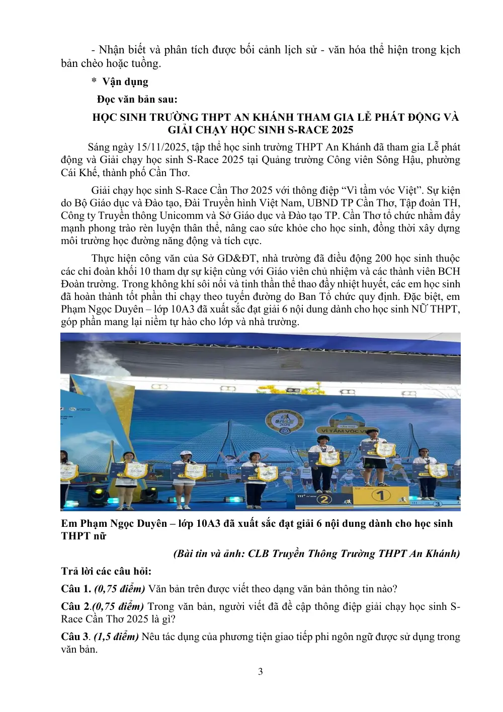 Đề cương ôn tập Học kì 1 Ngữ văn 10 năm 2025-2026 trường THPT An Khánh (Cần Thơ) - trang 3