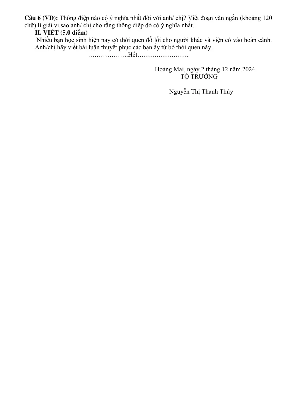 Đề cương ôn tập Học kì 1 Ngữ văn 10 năm 2024-2025 trường THPT Hoàng Văn Thụ (Hà Nội) - trang 4