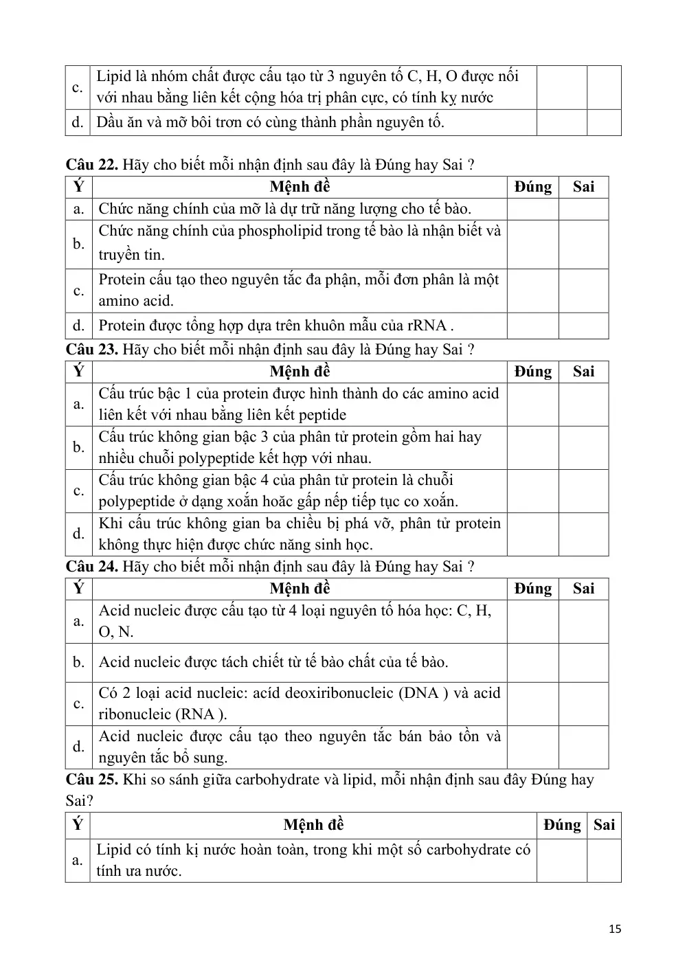 Đề cương ôn tập Giữa kì 1 Sinh học 10 năm 2024-2025 trường THPT Ngô Quyền (Đà Nẵng) - trang 15