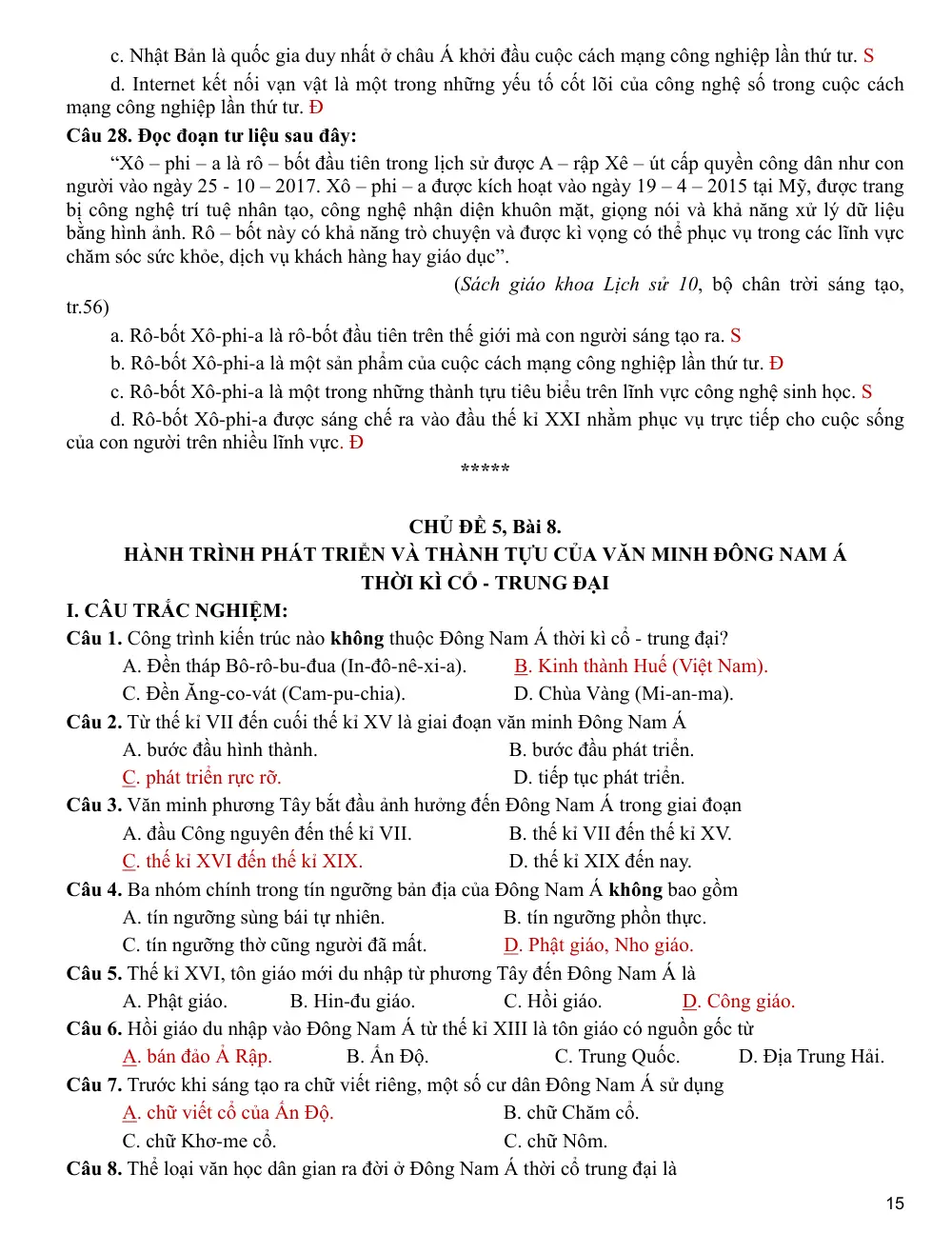 Đề cương ôn tập Học kì 1 Lịch sử 10 năm 2025-2026 trường THPT An Khánh (Cần Thơ) - trang 15
