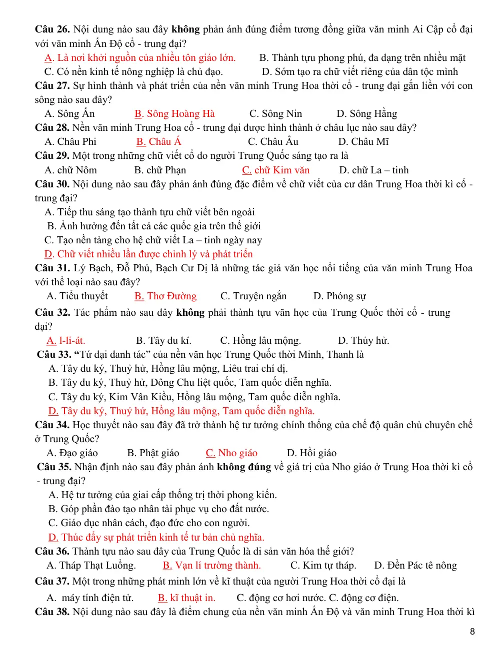 Đề cương ôn tập Học kì 1 Lịch sử 10 năm 2025-2026 trường THPT An Khánh (Cần Thơ) - trang 8