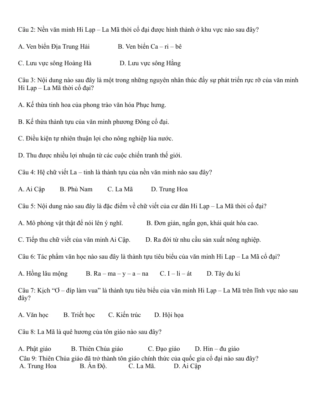 Đề cương ôn tập Học kì 1 Lịch sử 10 năm 2025-2026 trường THPT Triệu Quang Phục (Hưng Yên) - trang 6