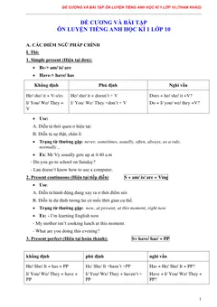 Trang đầu Đề cương ôn tập Học kì 1 Tiếng Anh 10 năm 2025-2026 trường THPT Bắc Kạn (Thái Nguyên)