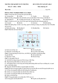 Trang đầu Đề cương ôn tập Giữa kì 2 Sinh học 10 năm 2025-2026 trường THCS-THPT Xuân Trường (Đà Lạt)