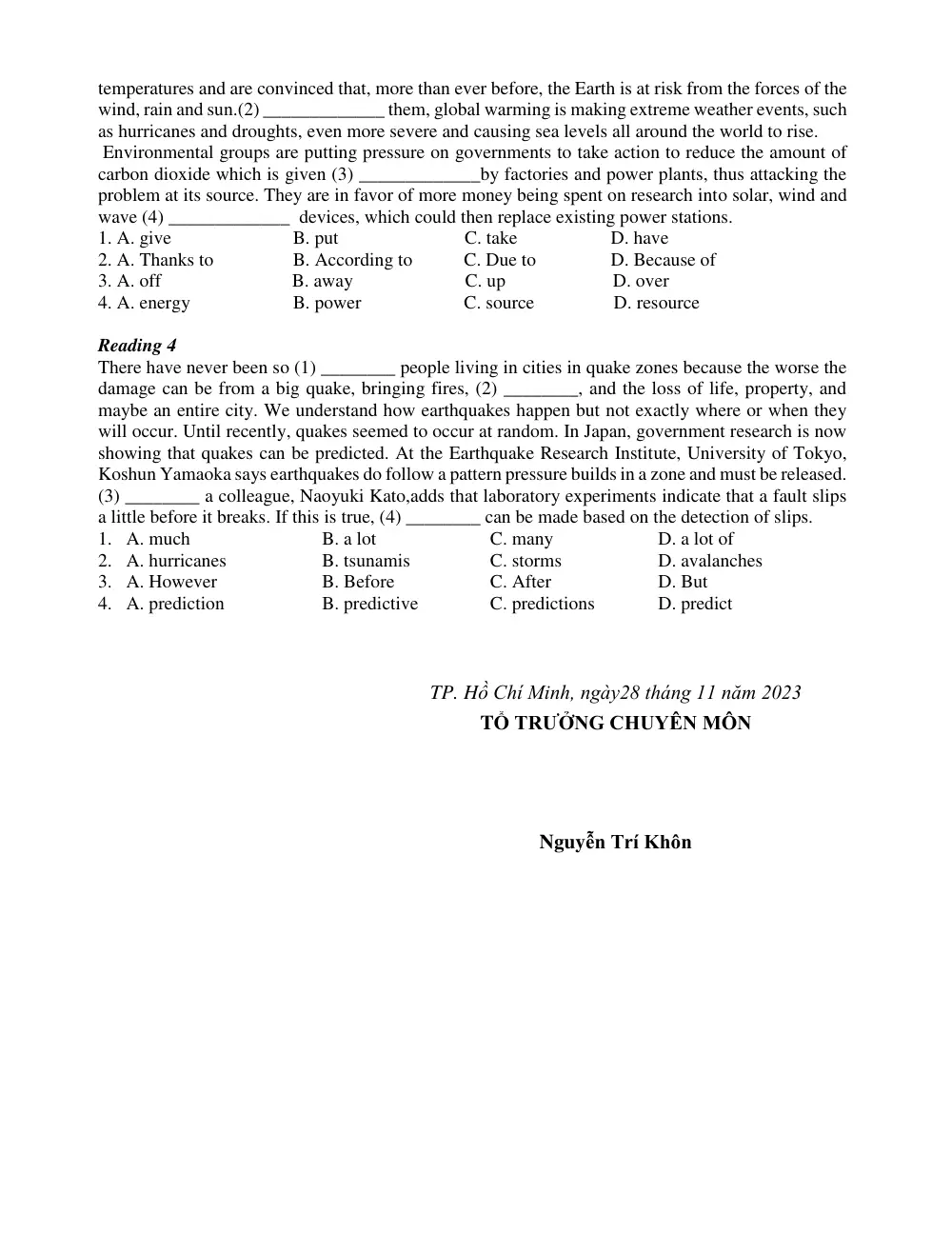 Đề cương ôn tập Học kì 1 Tiếng Anh 10 năm 2023-2024 trường THPT Phước Long (TP Hồ Chí Minh) - trang 20