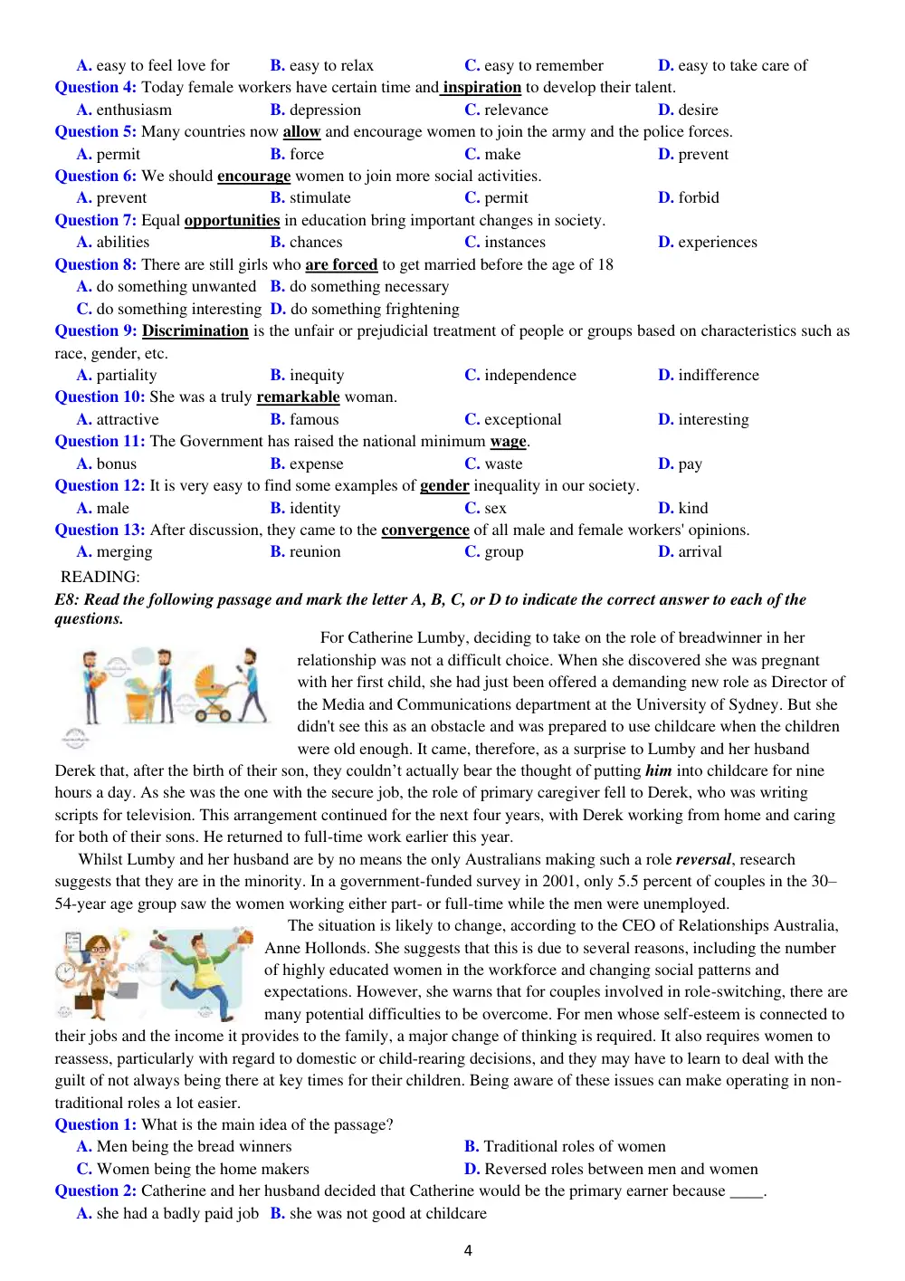 Đề cương ôn tập Giữa kì 2 Tiếng Anh 10 năm 2024-2025 trường THPT Dân tộc Nội trú Sơn Động (Bắc Ninh) - trang 4