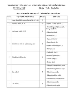 Trang đầu Đề cương ôn tập Học kì 2 Tiếng Anh 10 năm 2025-2026 trường THPT Đào Sơn Tây (TP Hồ Chí Minh)