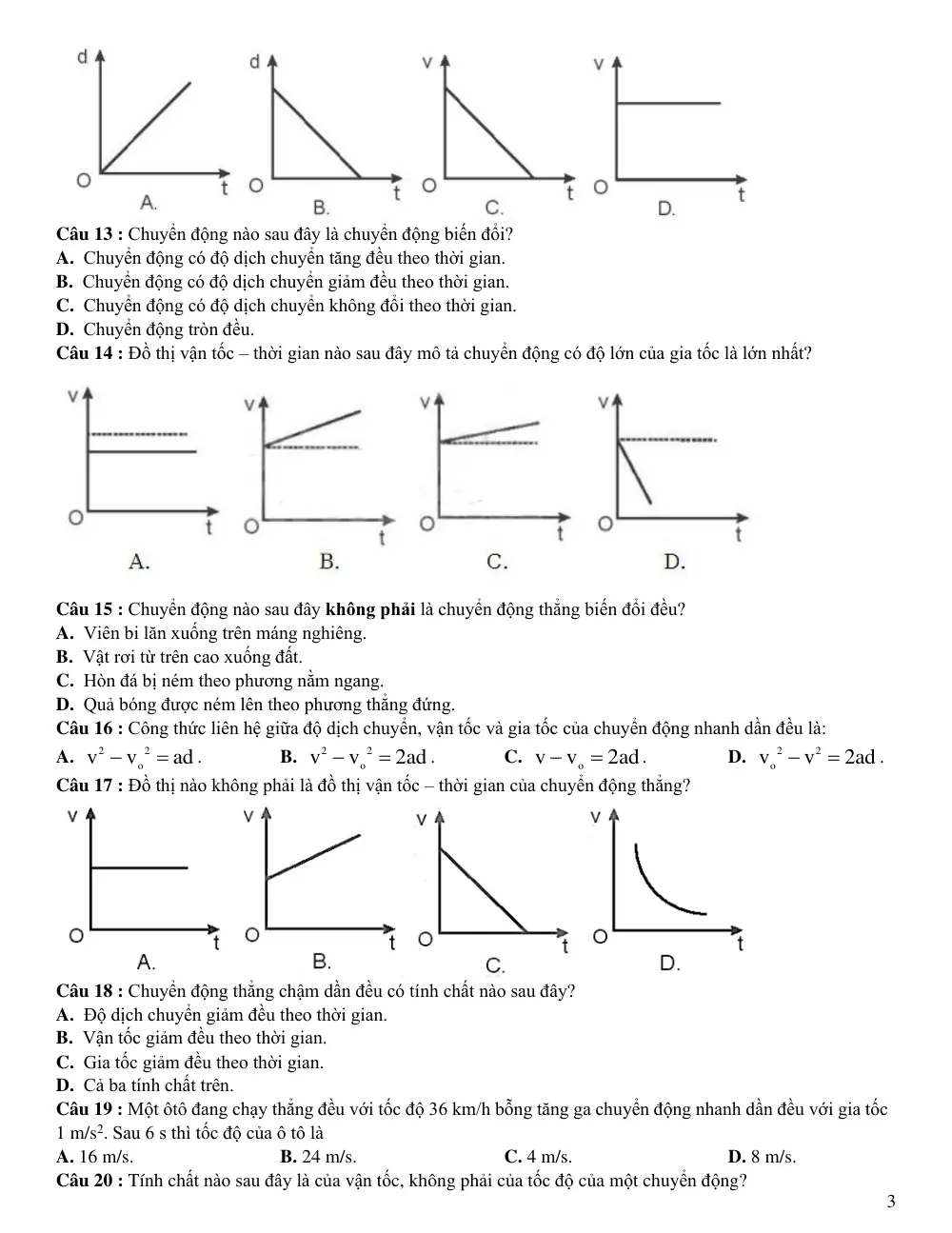 Đề cương ôn tập Giữa kì 1 Vật lí 10 năm 2024-2025 trường THPT Việt Đức (Hà Nội) - trang 3