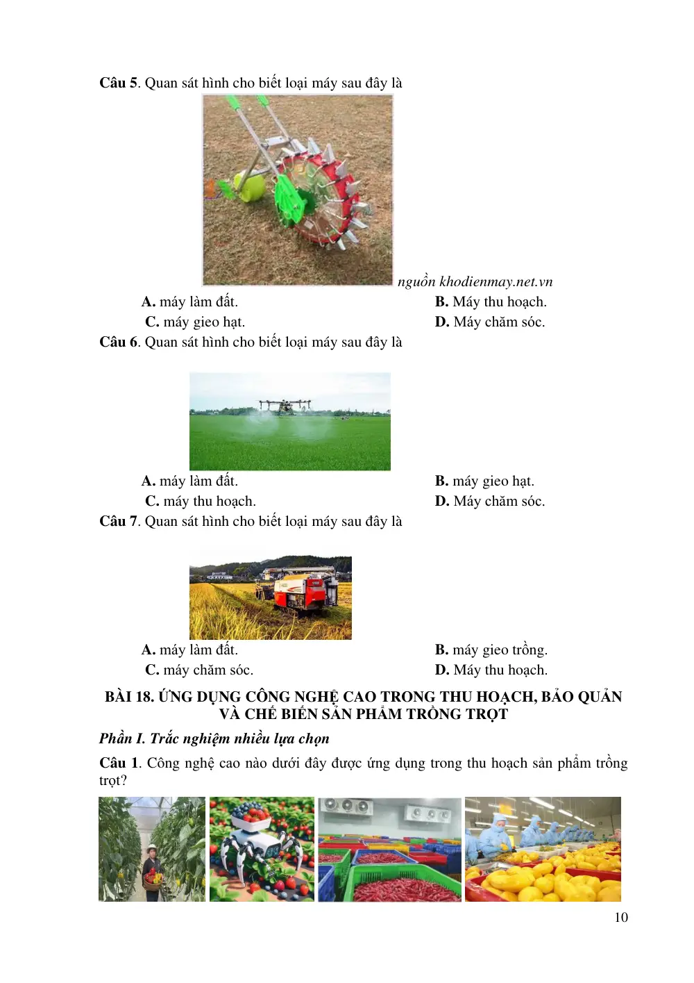 Đề cương ôn tập Học kì 2 Công nghệ Nông nghiệp 10 năm 2024-2025 trường THPT An Khánh (Cần Thơ) - trang 10