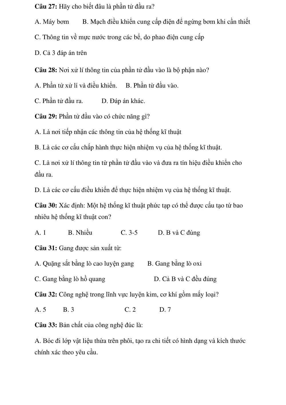 Đề cương ôn tập Giữa kì 1 Công nghệ Công nghiệp 10 năm 2025-2026 trường THPT Trần Phú (Hà Nội) - trang 6