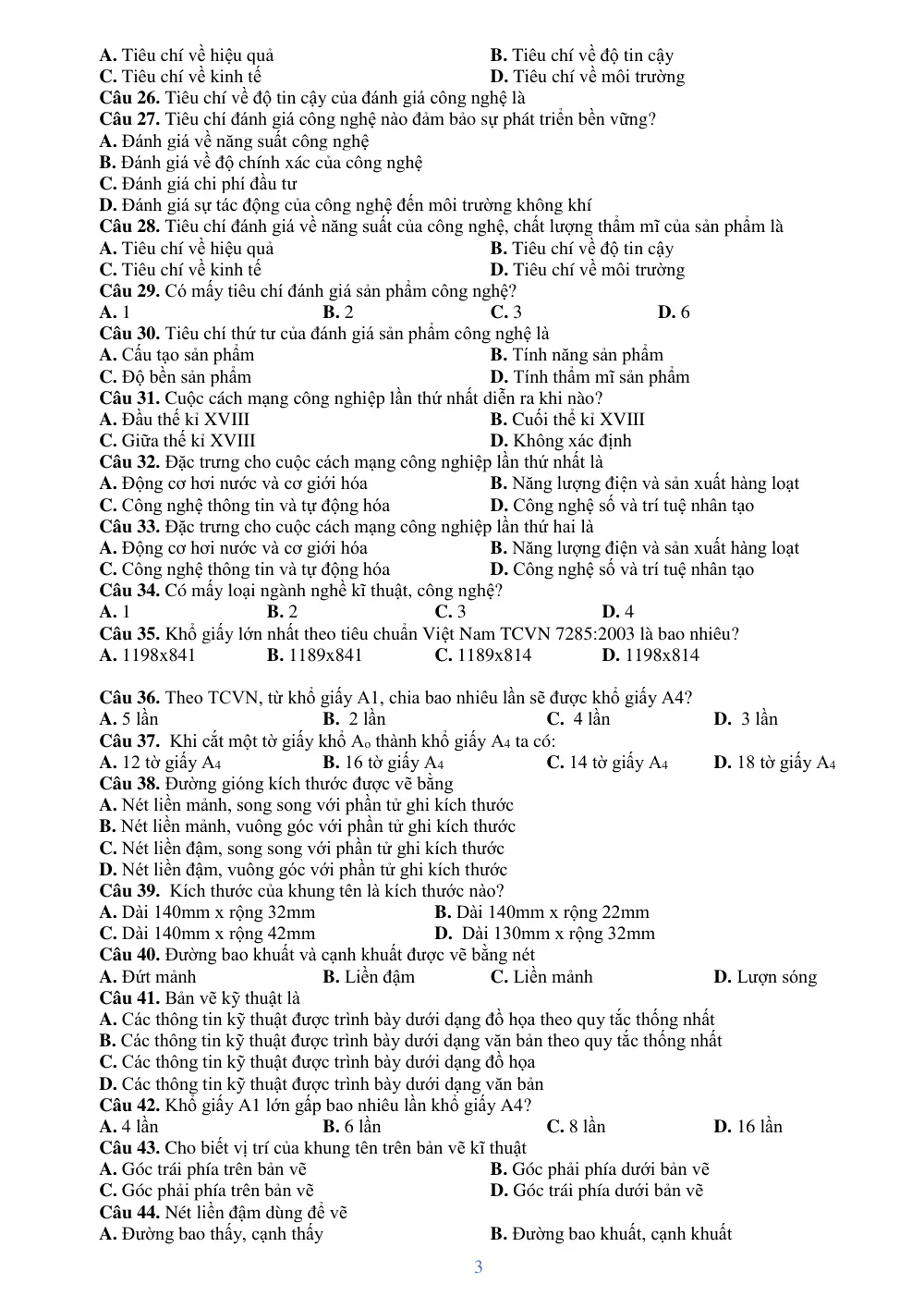 Đề cương ôn tập Học kì 1 Công nghệ Công nghiệp 10 năm 2024-2025 trường THPT Hoàng Văn Thụ (Hà Nội) - trang 3