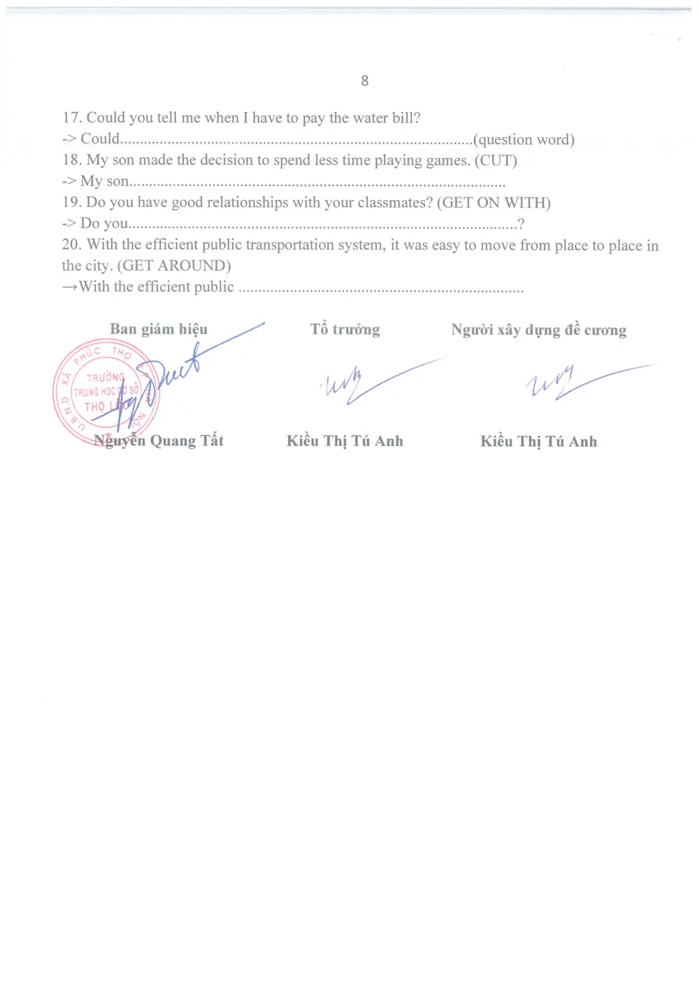 Đề cương ôn tập Giữa kì 1 Tiếng Anh 9 năm 2025-2026 trường THCS Thọ Lộc (Hà Nội) - trang 8