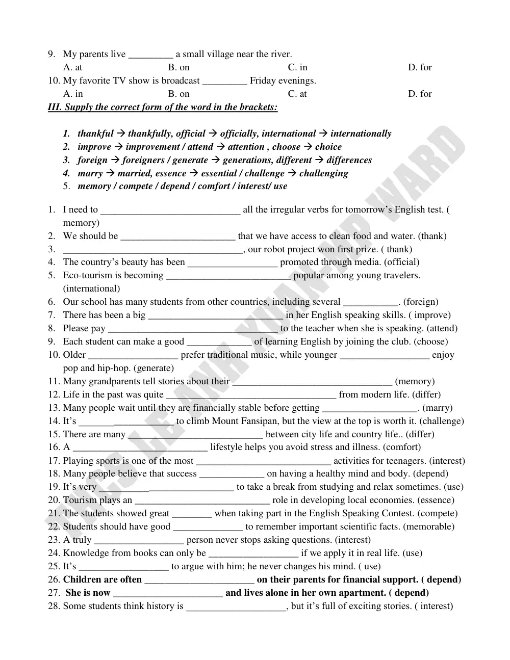 Đề cương ôn tập Giữa kì 1 Tiếng Anh 9 năm 2025-2026 trường THCS Lê Anh Xuân (TP Hồ Chí Minh) - trang 4