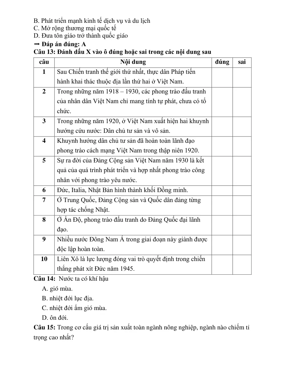 Đề cương ôn tập Giữa kì 1 Lịch sử và Địa lí 9 năm 2025-2026 trường THCS Dương Văn Mạnh (Bà Rịa Vũng Tàu) - trang 3