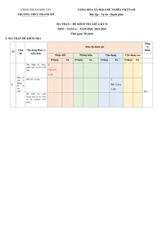 Trang đầu Đề thi Giữa kì 2 Toán 6 năm 2024-2025 trường THCS Thanh Mỹ (Hà Nội)
