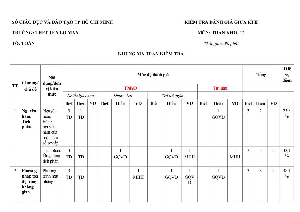 Đề thi Giữa kì 2 Toán 12 năm 2024-2025 trường THPT Ten Lơ Man (TP Hồ Chí Minh) - trang 11