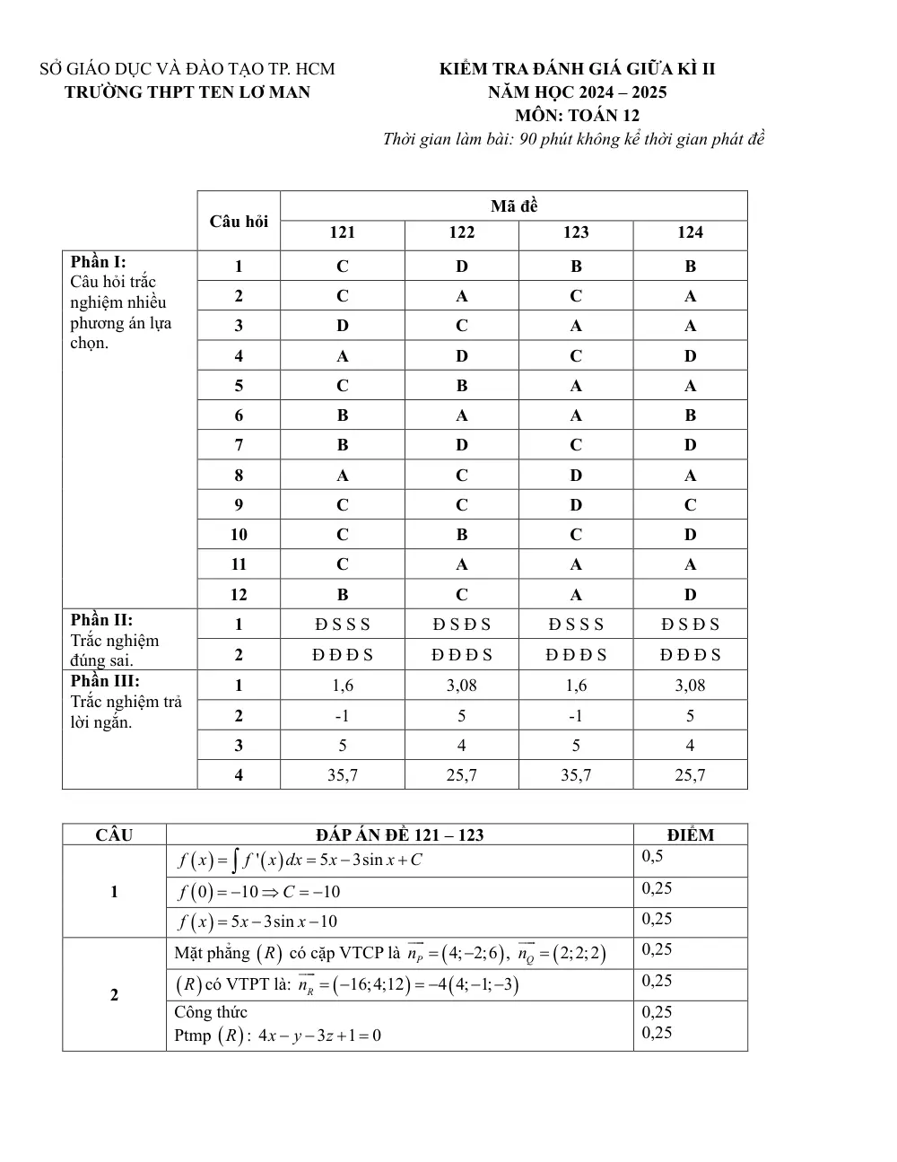 Đề thi Giữa kì 2 Toán 12 năm 2024-2025 trường THPT Ten Lơ Man (TP Hồ Chí Minh) - trang 9