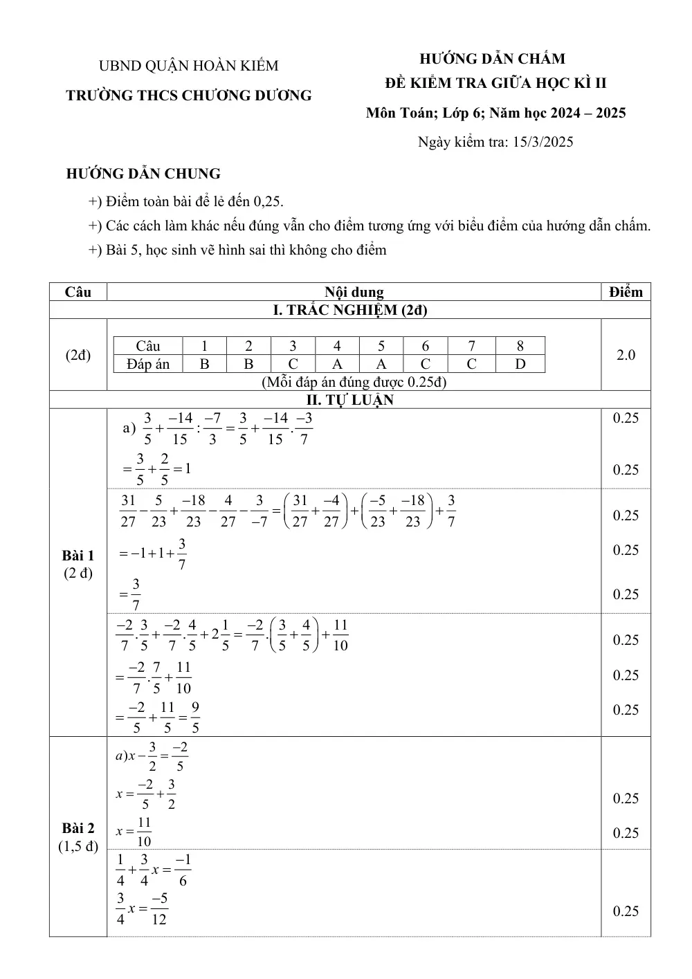 Đề thi Giữa kì 2 Toán 6 năm 2024-2025 trường THCS Chương Dương (Hà Nội) - trang 3