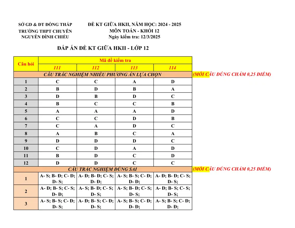 Đề thi Giữa kì 2 Toán 12 năm 2024-2025 trường THPT Nguyễn Đình Chiểu (Đồng Tháp) - trang 13