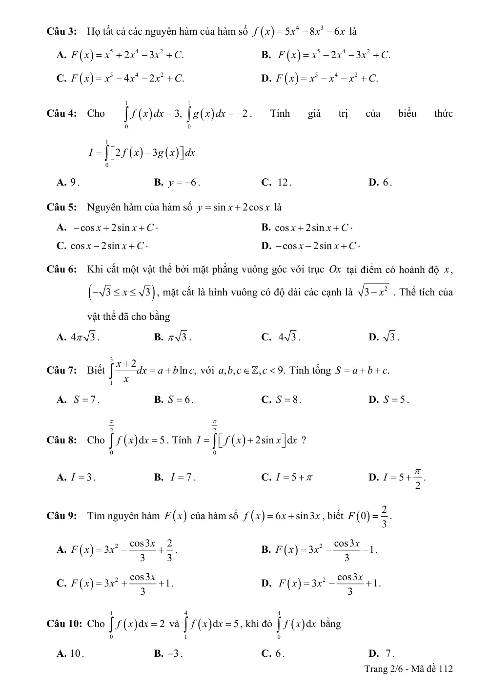 Đề thi Giữa kì 2 Toán 12 năm 2024-2025 trường THPT Nguyễn Đình Chiểu (Đồng Tháp) - trang 8