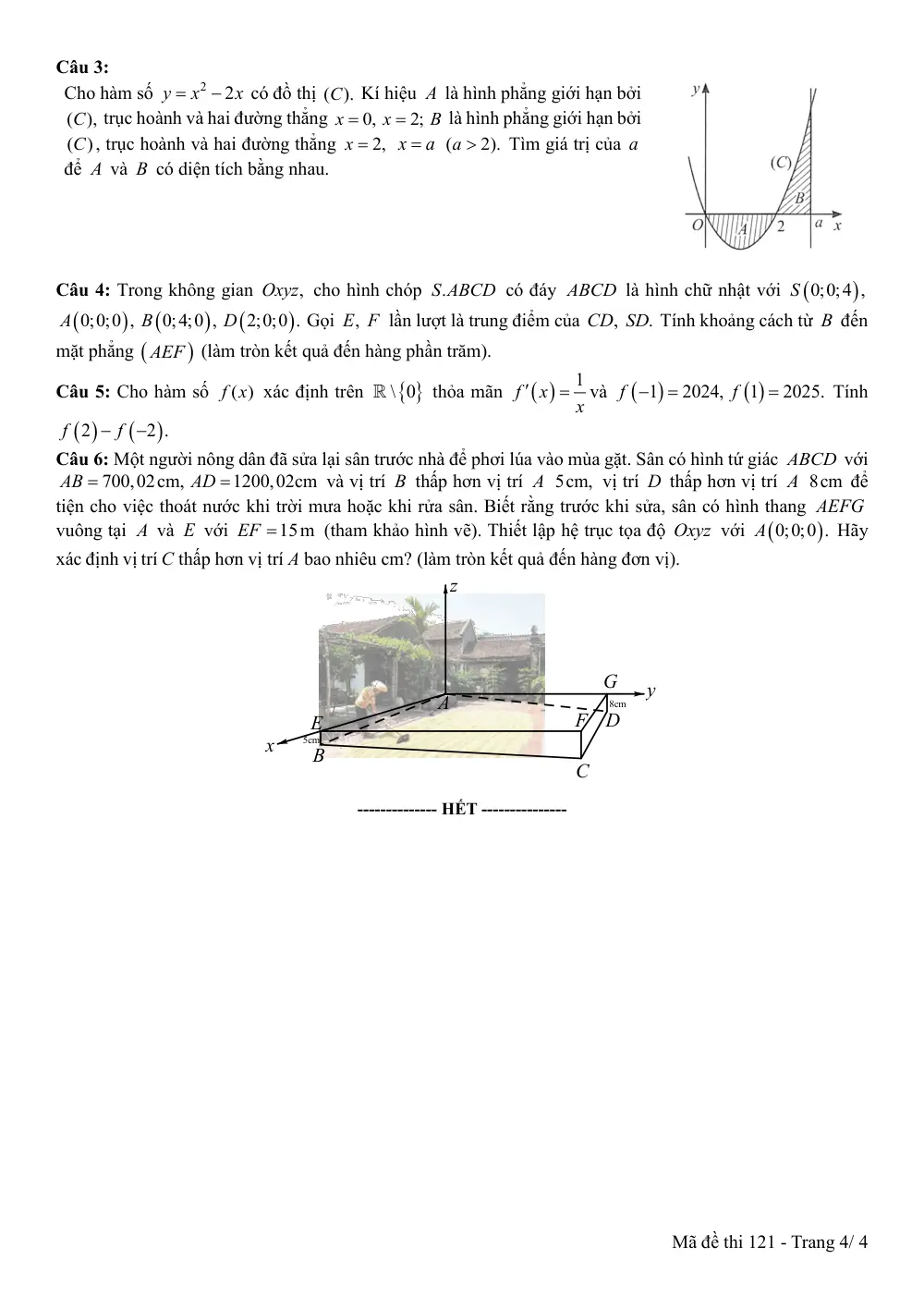 Đề thi Giữa kì 2 Toán 12 năm 2024-2025 trường THPT Phan Bội Châu (Bình Thuận) - trang 4