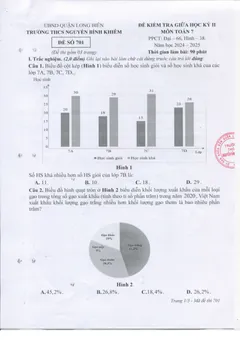 Trang đầu Đề thi Giữa kì 2 Toán 7 năm 2024-2025 trường THCS Nguyễn Bỉnh Khiêm (Hà Nội)