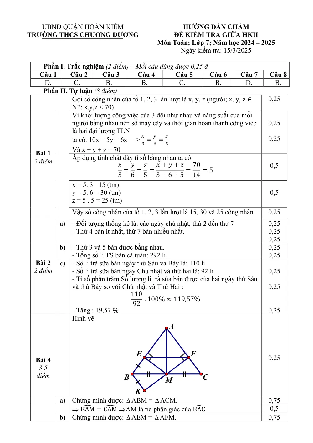 Đề thi Giữa kì 2 Toán 7 năm 2024-2025 trường THCS Chương Dương (Hà Nội) - trang 3