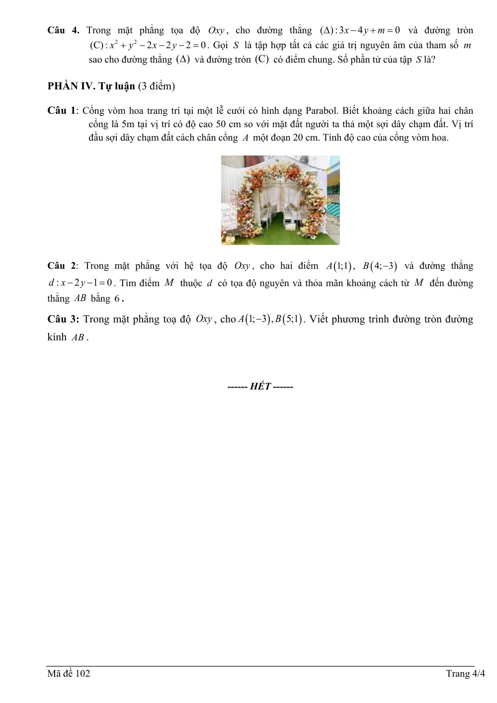 Đề thi Giữa kì 2 Toán 10 năm 2024-2025 trường THPT Trần Cao Vân (Khánh Hòa) - trang 4