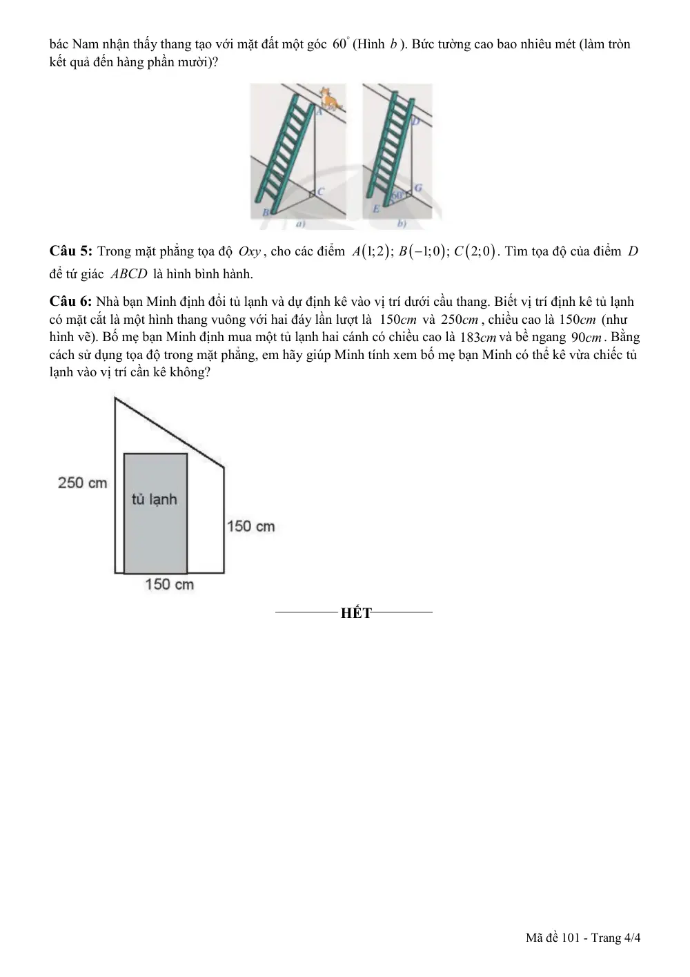 Đề thi Giữa kì 2 Toán 10 năm 2024-2025 trường THPT Nguyễn Văn Trỗi (Khánh Hòa) - trang 4