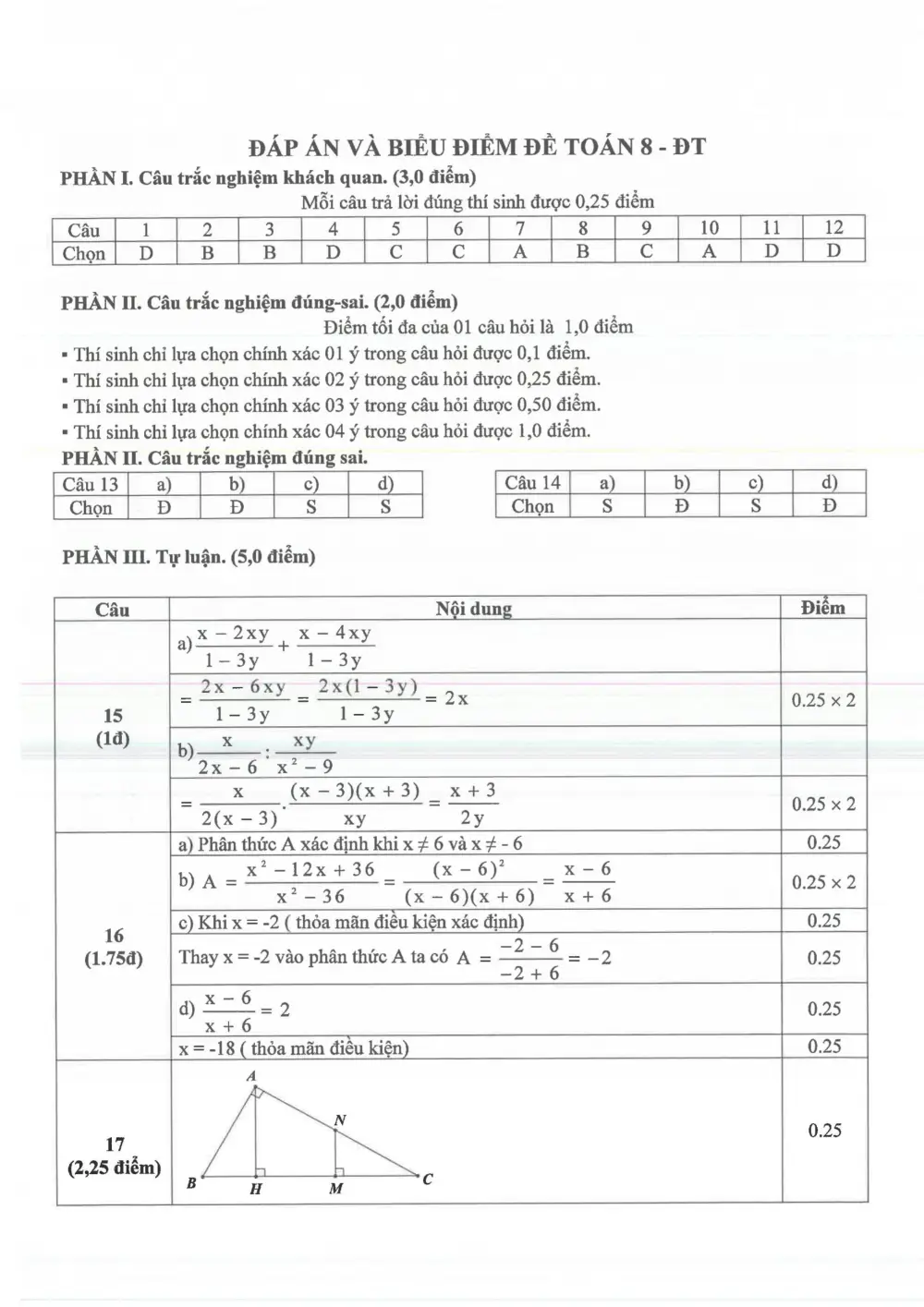Đề thi Giữa kì 2 Toán 8 năm 2024-2025 trường THCS Chu Văn An (Bình Dương) - trang 3